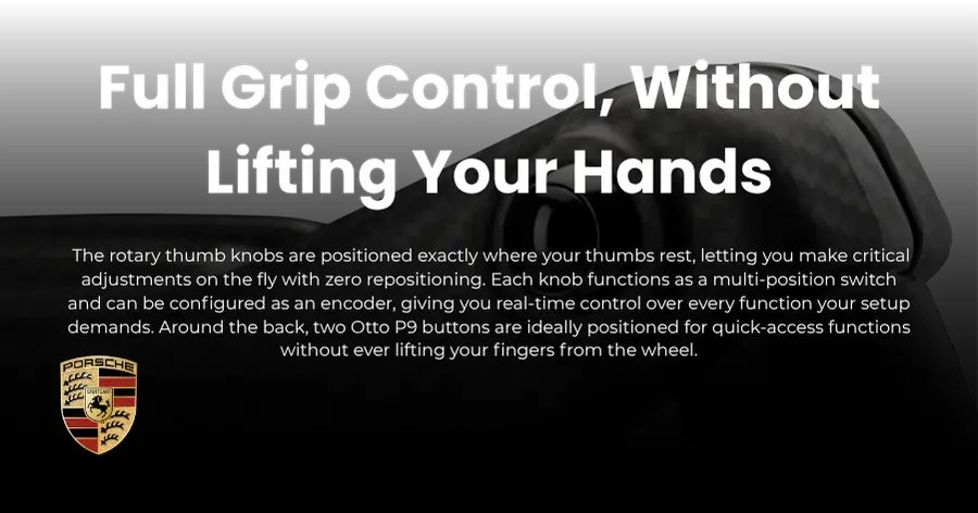 NOX Gaming Canada -- VPG Sim Porsche 911 Cup Officially Licensed Sim Racing Wheel -- 309mm Carbon Fibre Race Wheel for North American Sim Racers - Full Grip Control, Without Lifting Your Hands