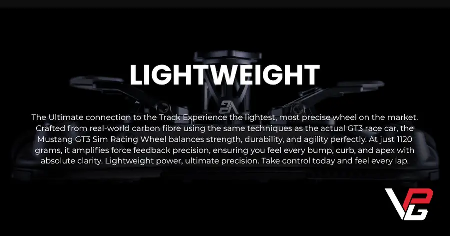 Ultra lightweight sim racing steering wheel by VPG Sim Racing Ford mustang GT3 in Canada and United States of America by NOX Gaming