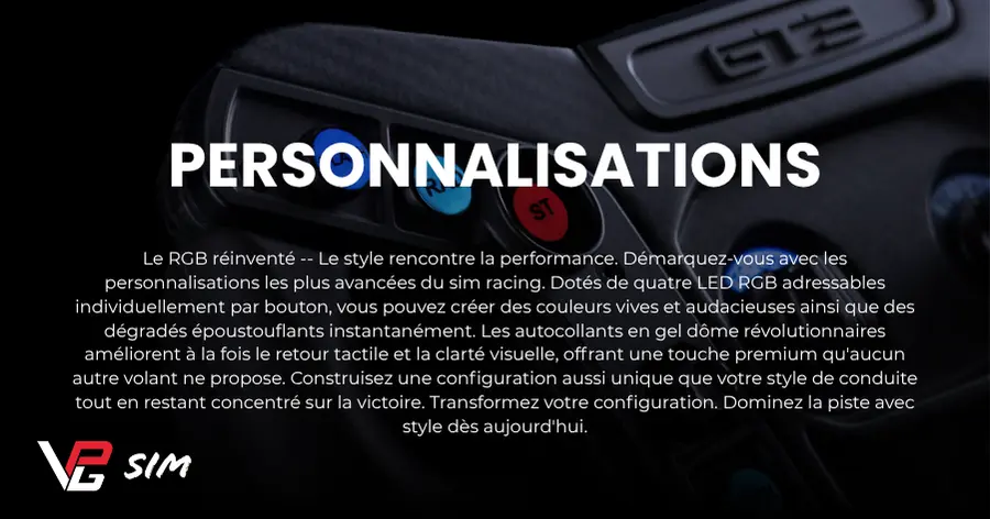 Boutons personnalisables pour volant de sim racing Ford GT3 Mustang par VPG Sim Racing au Canada et en Amérique du Nord par NOX Gaming