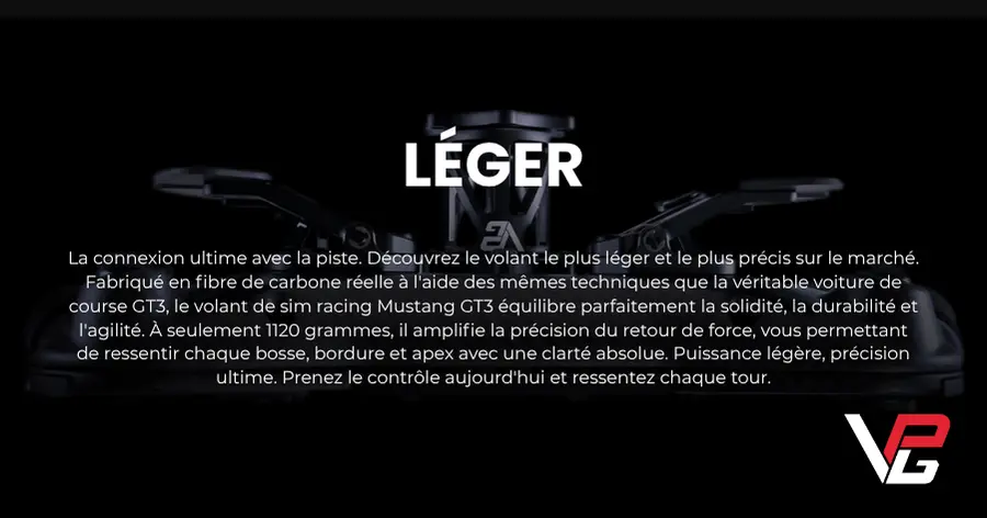 Volant de sim racing ultra-léger par VPG Sim Racing Ford Mustang GT3 au Canada et aux États-Unis par NOX Gaming