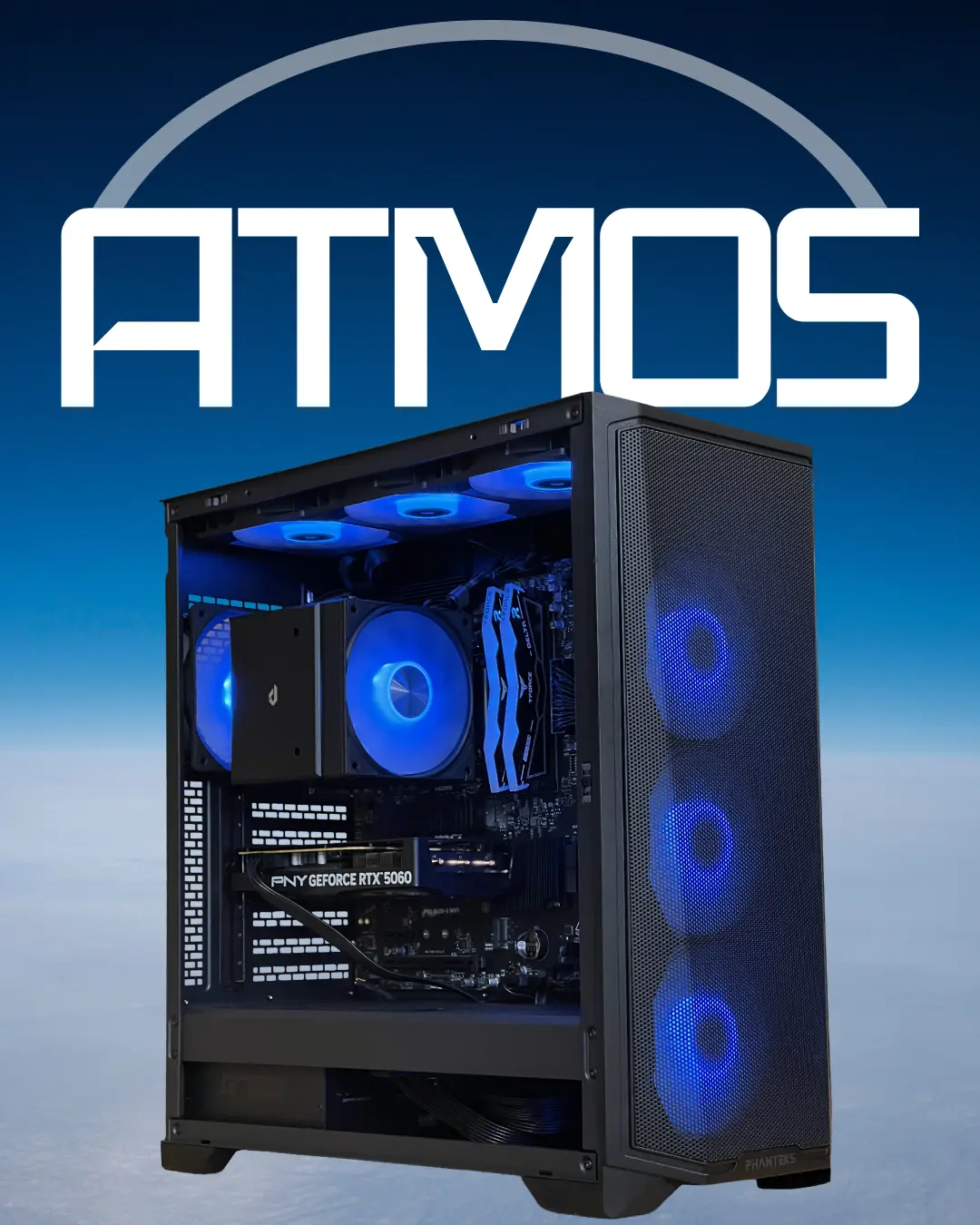 NOX Gaming ATMOS Gaming PC Ryzrn 5 7600X RTX 5060 16GB DDR5 RAM 512GB SSD Phanteks Eclipse G370A